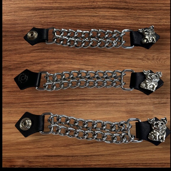 Harley Pig Bracelet Chain Link Silver Tone Black Accent‎ Statement Jewelry - Picture 9 of 11